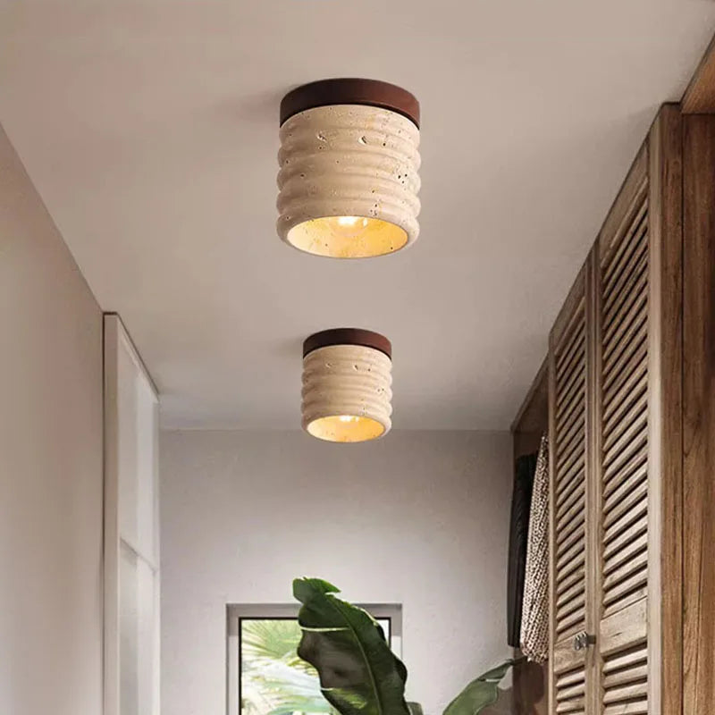 plafonnier en travertin wabi sabi pour hôtel restaurant