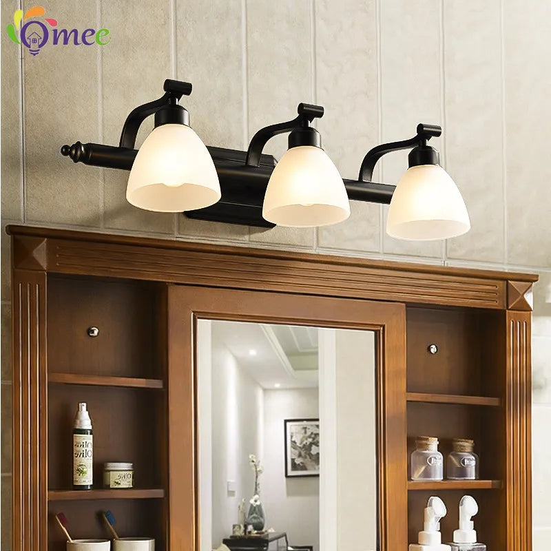 OMEE applique murale LED moderne AC90-260V applique murale salle de bains Vintage miroir lumières luminaire applique noir Bronze éclairage
