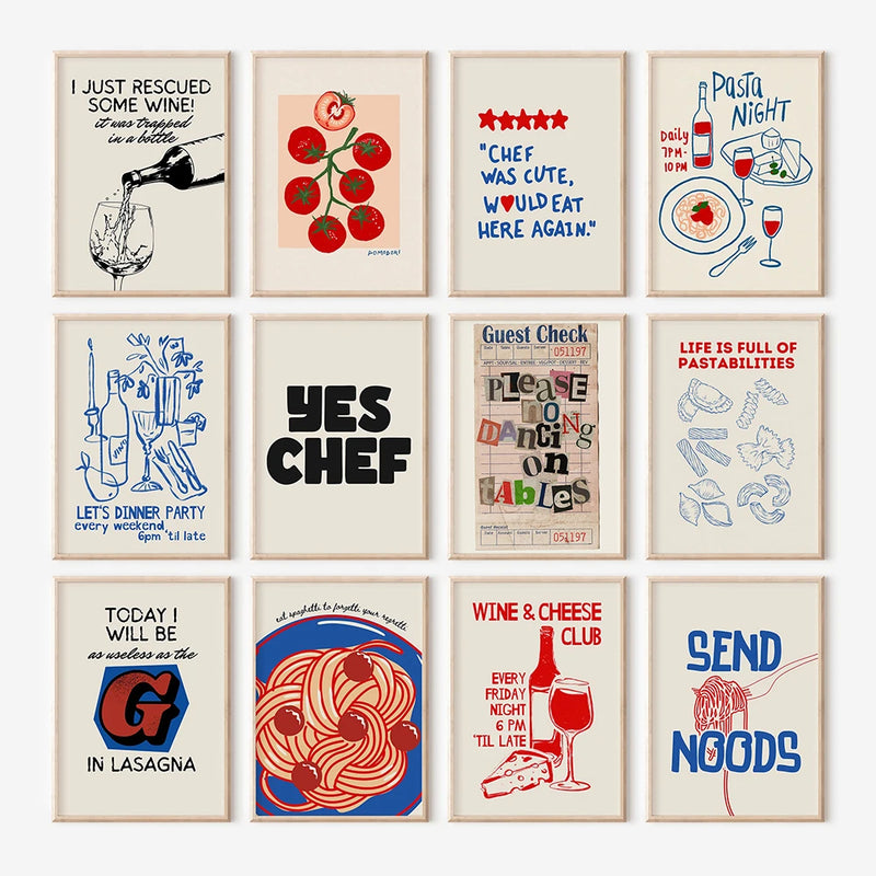 ensemble mural rétro affiche d'art chariot de bar décorative