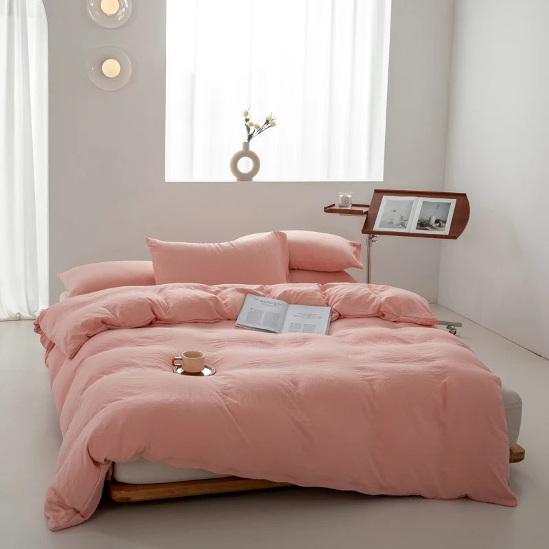 parure de lit en coton japonais doux avec housse et taies d'oreiller