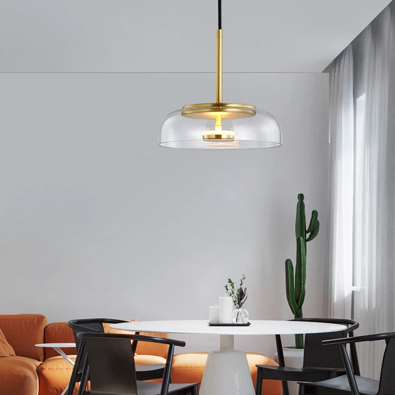 Éclairage moderne Suspension Luminaires LED Suspension Décoration de salle à manger Cuisine intérieure Luminaire en verre Minimaliste