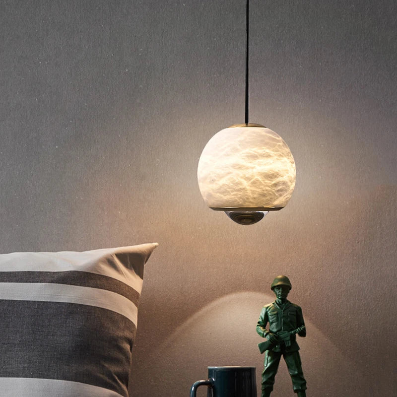 suspension LED en marbre naturel espagnol idéale pour bar et restaurant