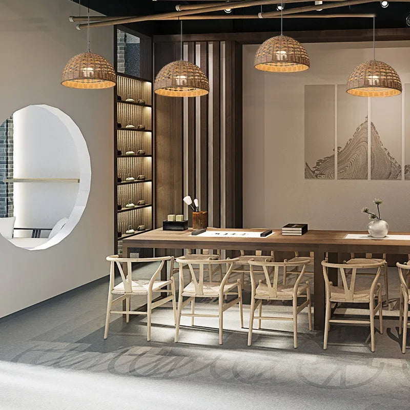 lustre suspendu en rotin abat-jour pour éclairage suspendu