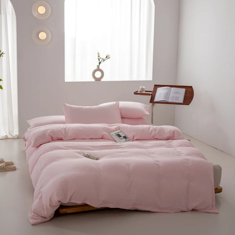 parure de lit en coton japonais doux avec housse et taies d'oreiller