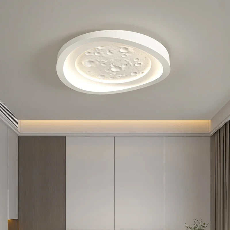 plafonnier led moderne en résine forme cratère de lune décoratif
