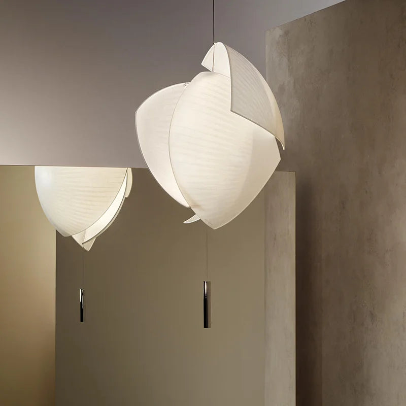 SANDYHA tissu blanc moderne suspension éclairages créatif Lustre Art Led Salon salle à manger Lustre Salon Design suspendu Lampara