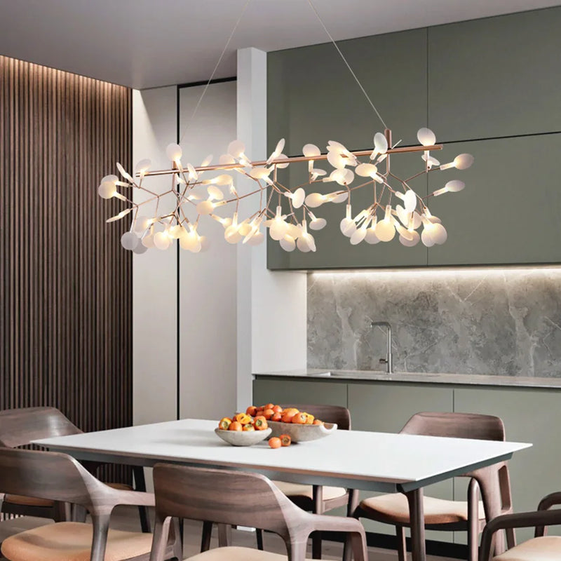 lustre sandyha firefly led design branche d'arbre suspension éclairage
