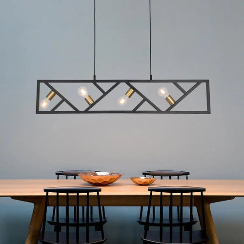 Style industriel fer art lustre restaurant salon lait thé café créatif 4 têtes personnalité lampe suspendue