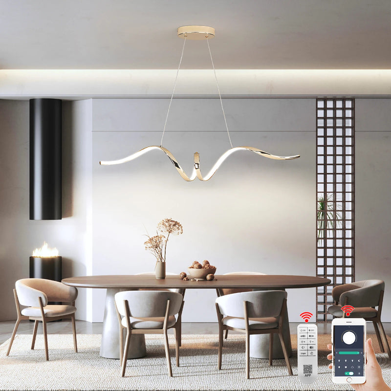 Suspension moderne LED lumière chromé design spirale