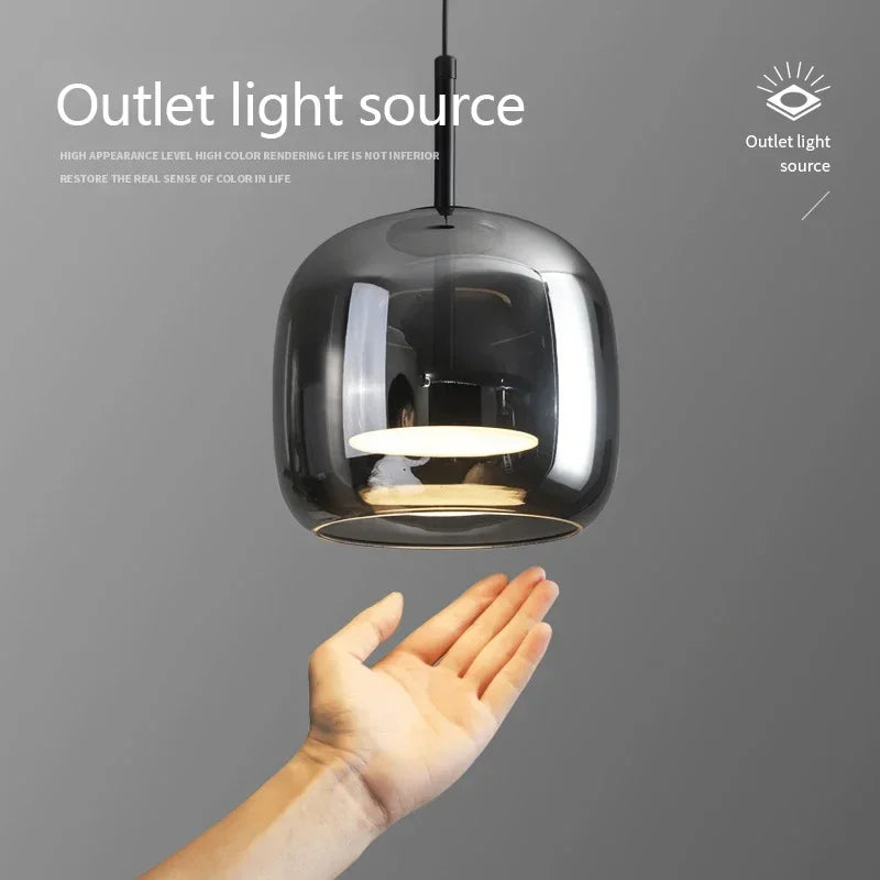 lustre led en verre moderne de luxe pour maison simple