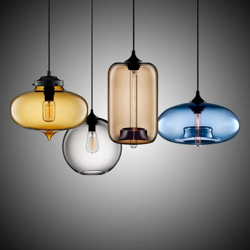 suspension moderne loft luminaire en verre multicolore vintage