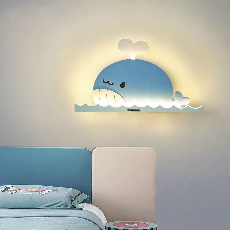 applique murale led dessin animé baleine lapin dinosaure pour enfants