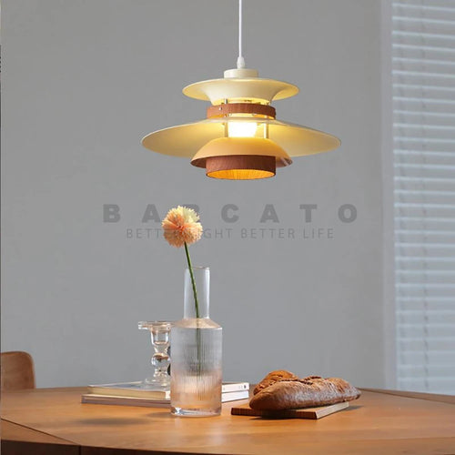 lustre design danois led rétro noyer lampe suspendue