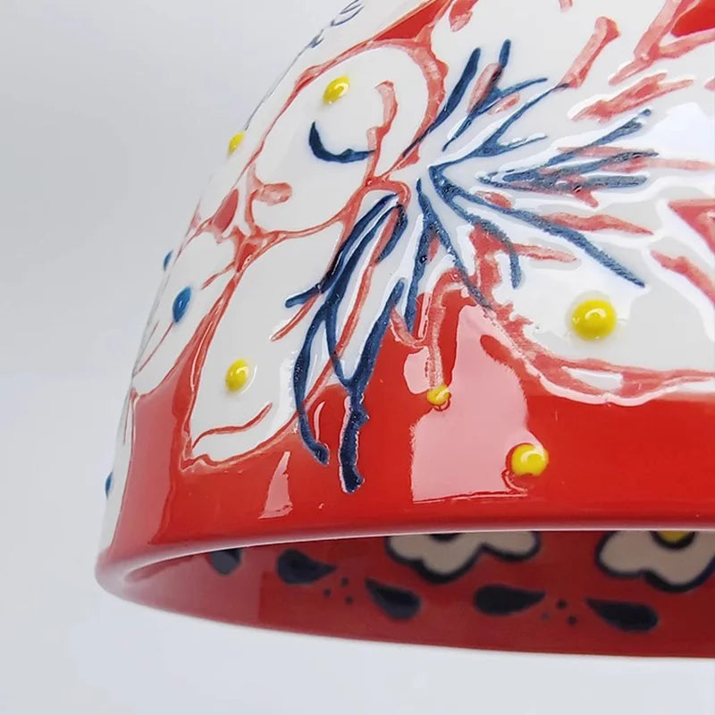 suspension en céramique design art thé éclairage led g4