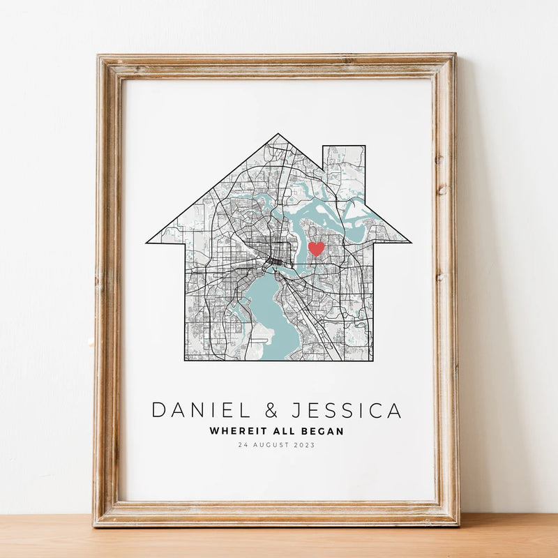 carte de ville personnalisée cadeau de saint-valentin pour lui