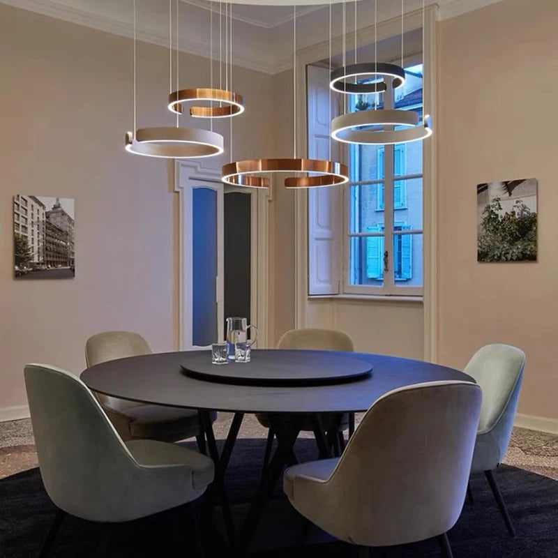 lustre moderne en acier inoxydable en forme de c pour restaurant