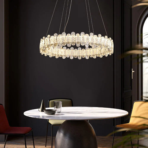 lustre moderne en cristal avec lampes led pour décoration