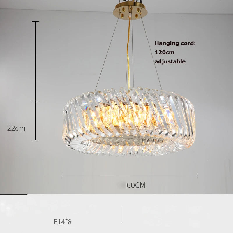 plafonnier moderne rond en cristal doré à led dimmable
