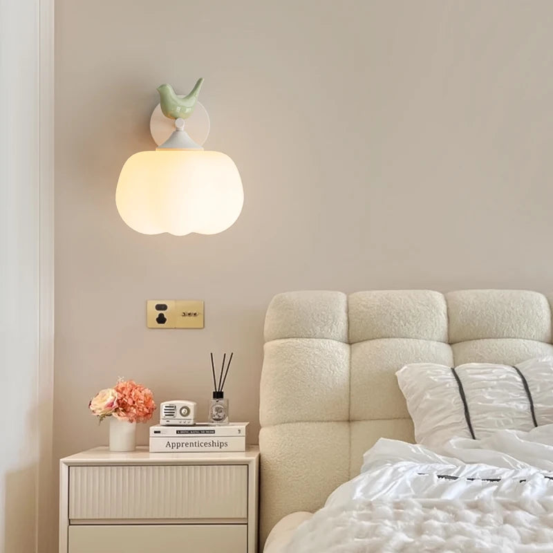 applique murale led moderne oiseau lumière avec abat-jour pe