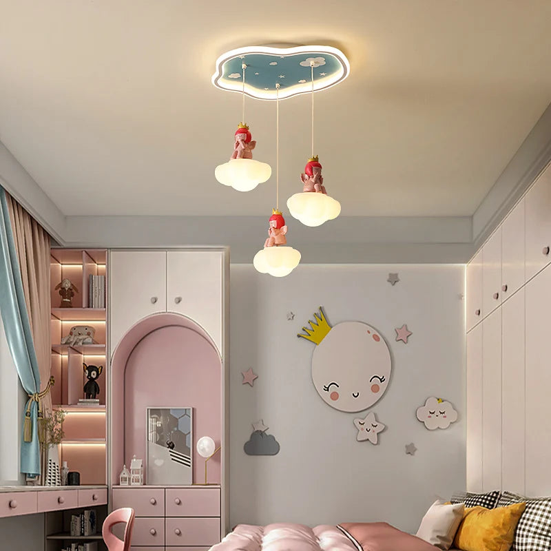 Ménage petits lustres personnalité chambre enfants étude Restaurant trois têtes lustre Led plafonniers créatifs