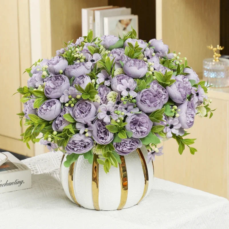 bouquet de pivoines artificielles pour mariage et décoration festive