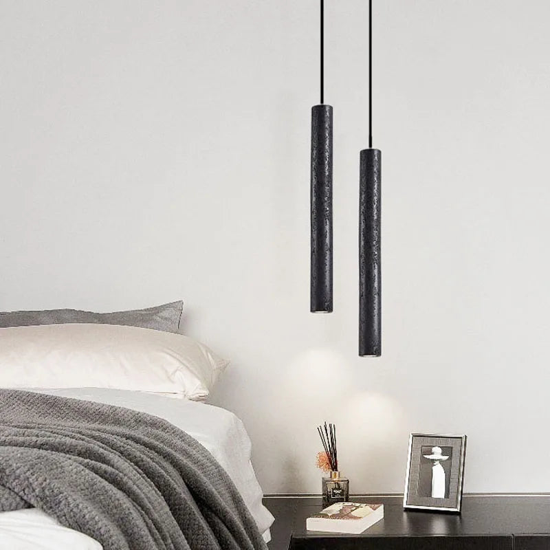 Suspension led ultra-fin en pierre à trous noirs minimaliste moderne