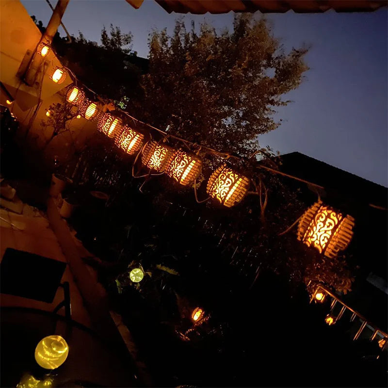 guirlande lumineuse solaire à led étanche pour extérieur avec boules décoratives