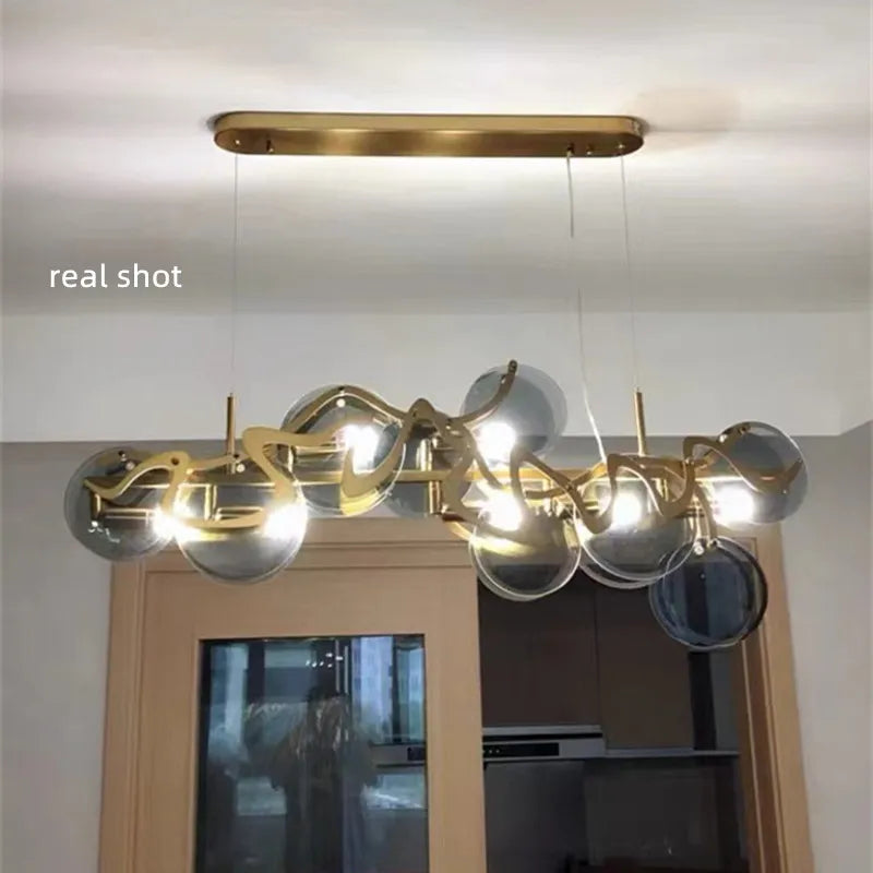 Suspension en verre et métal doré E14