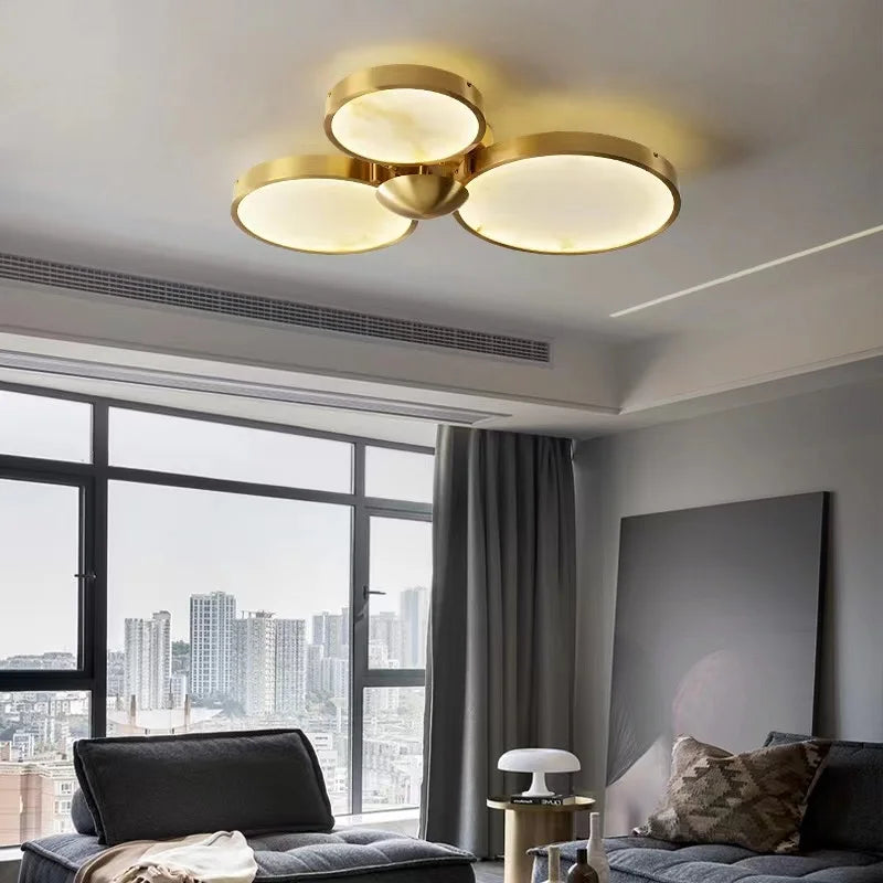 plafonnier led moderne marbre blanc salon