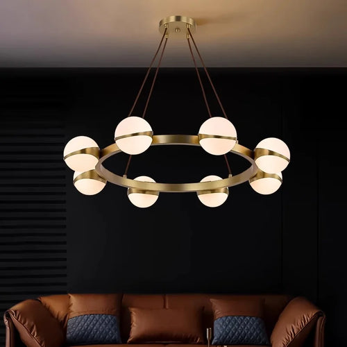 Lustre design rond avec boules LED