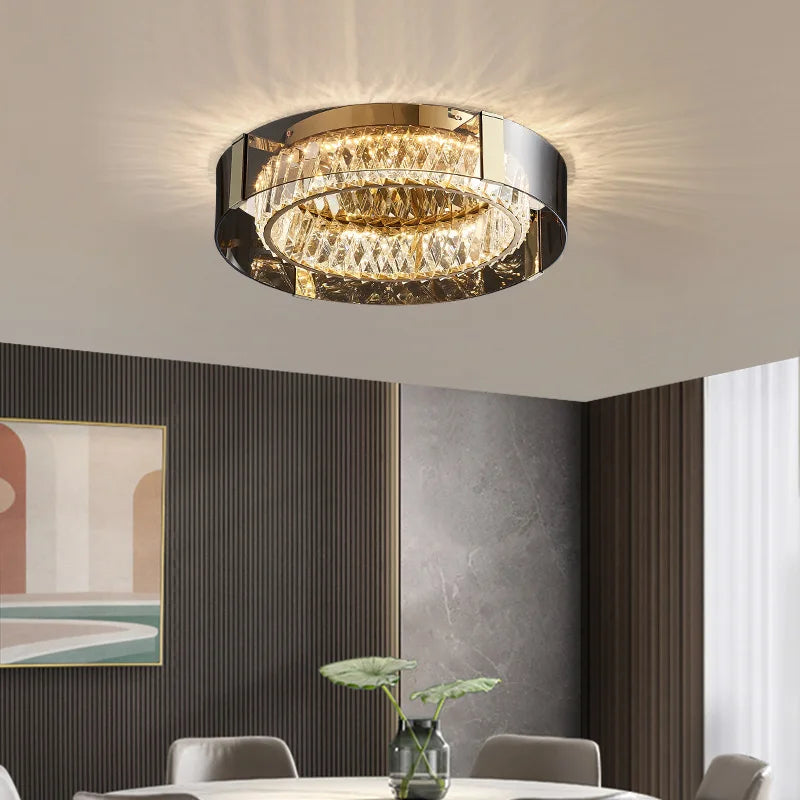 plafonnier rond cristal de luxe led pour décoration intérieure