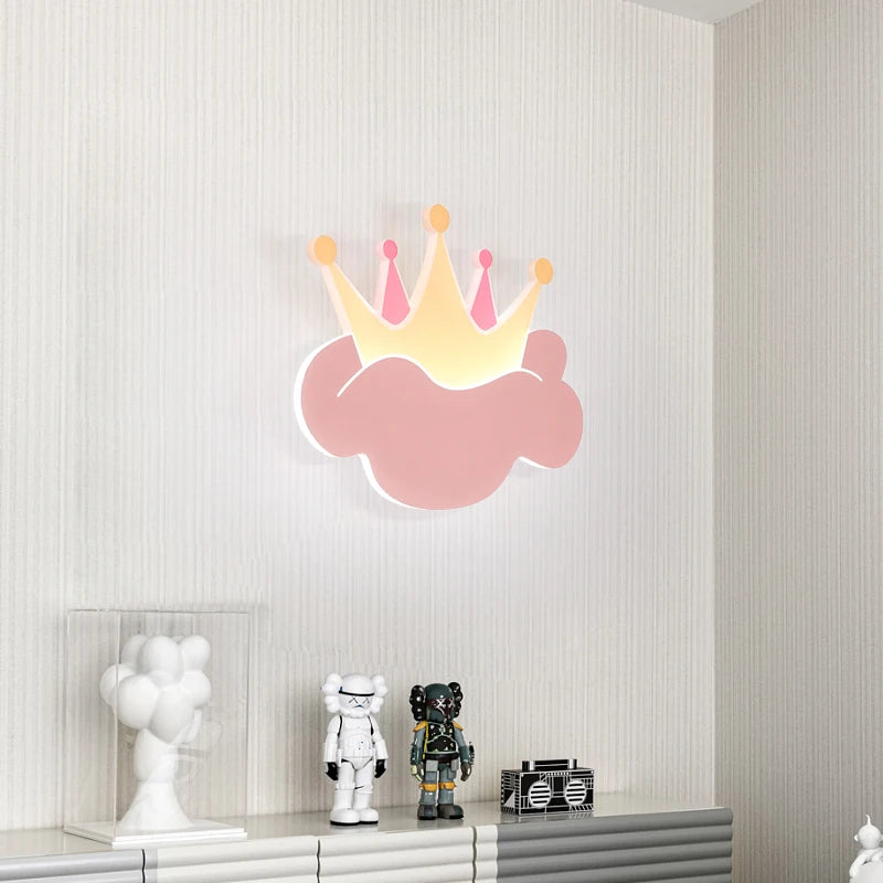 Applique murale couronne rose avec télécommande
