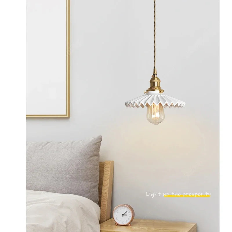 Lamp Modern LED Minimalist Creative Pendant Light, White Ceramic Pendant Lamp For Bedroom Bedside Bar Living Room Kitchen Isla
