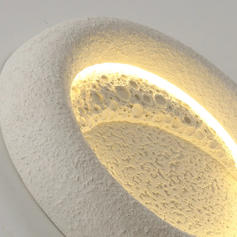 applique murale led ronde lune intensités variables art déco résine