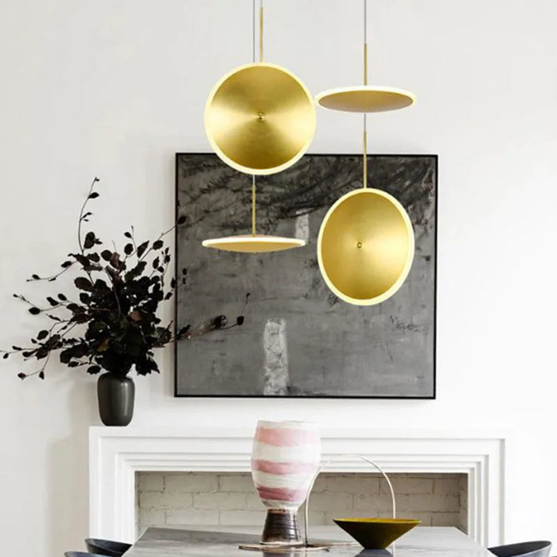 lampe led ronde en métal art déco avec fil réglable