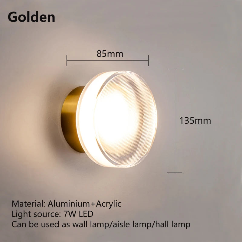 applique murale led de luxe moderne luminaire décoratif rond doré