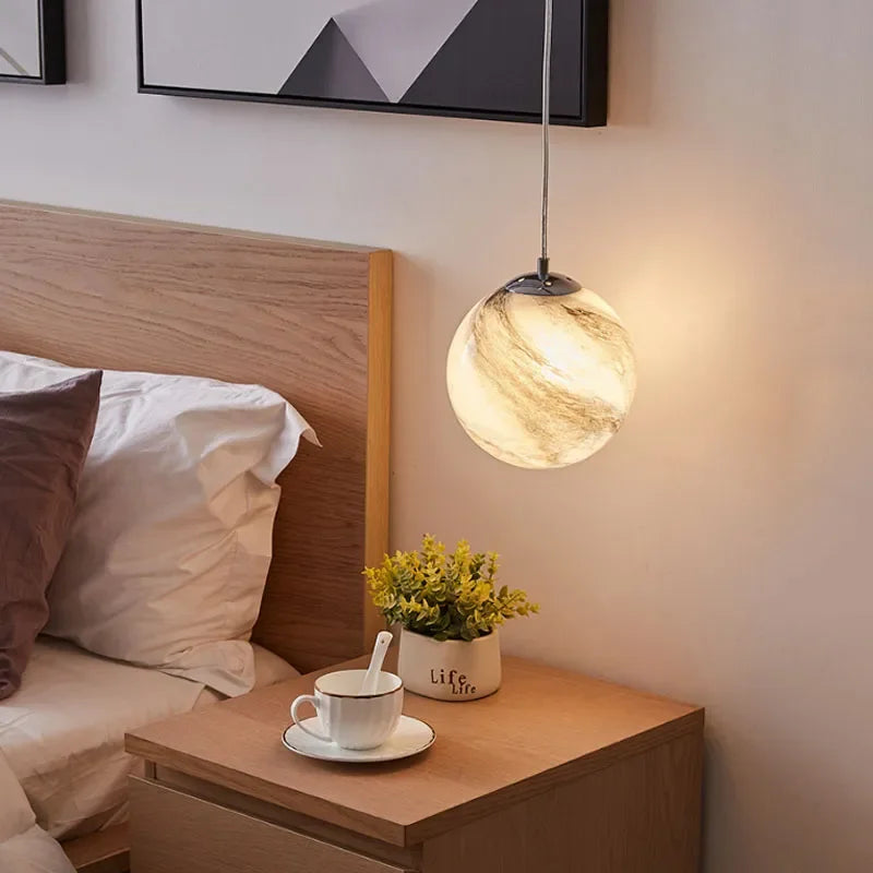 lustre créatif led boule de verre pour chambre d'enfants