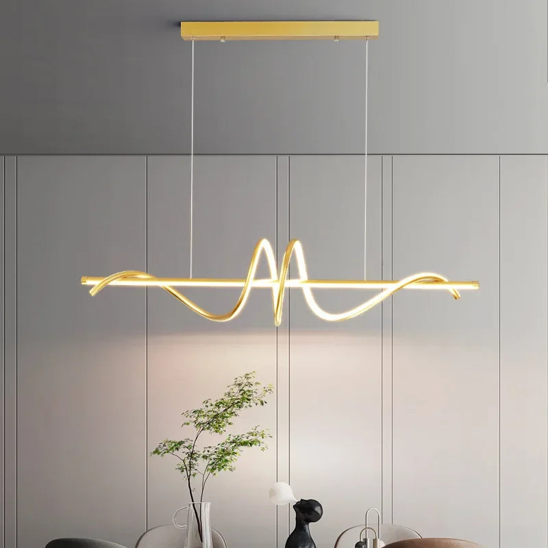 suspension led incurvée design nordique pour cuisine barre minimaliste
