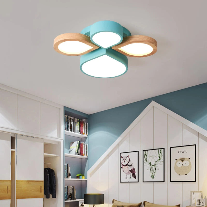 lustre nordique romantique en bois art créatif led moderne