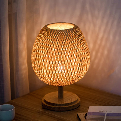 Lampe de Table rétro en rotin et bambou tissée à la main