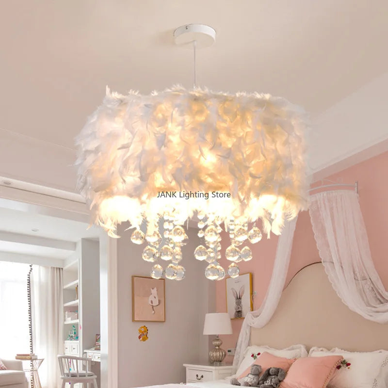 lustre créatif simple plume led net romantique populaire