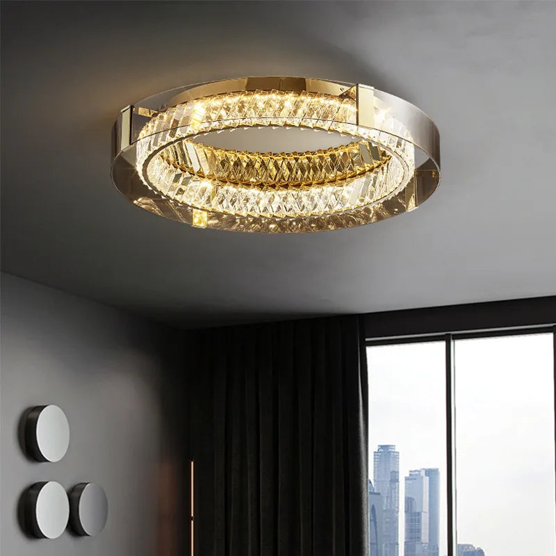 plafonnier rond cristal de luxe led pour décoration intérieure