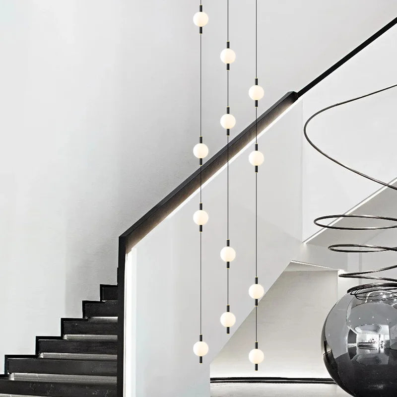 lustre design moderne villa nordique double escalier suspension