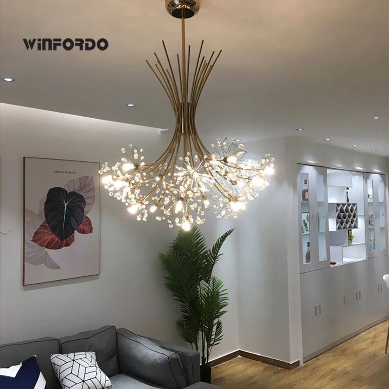 lustre moderne en cristal avec led luminaria lampadario