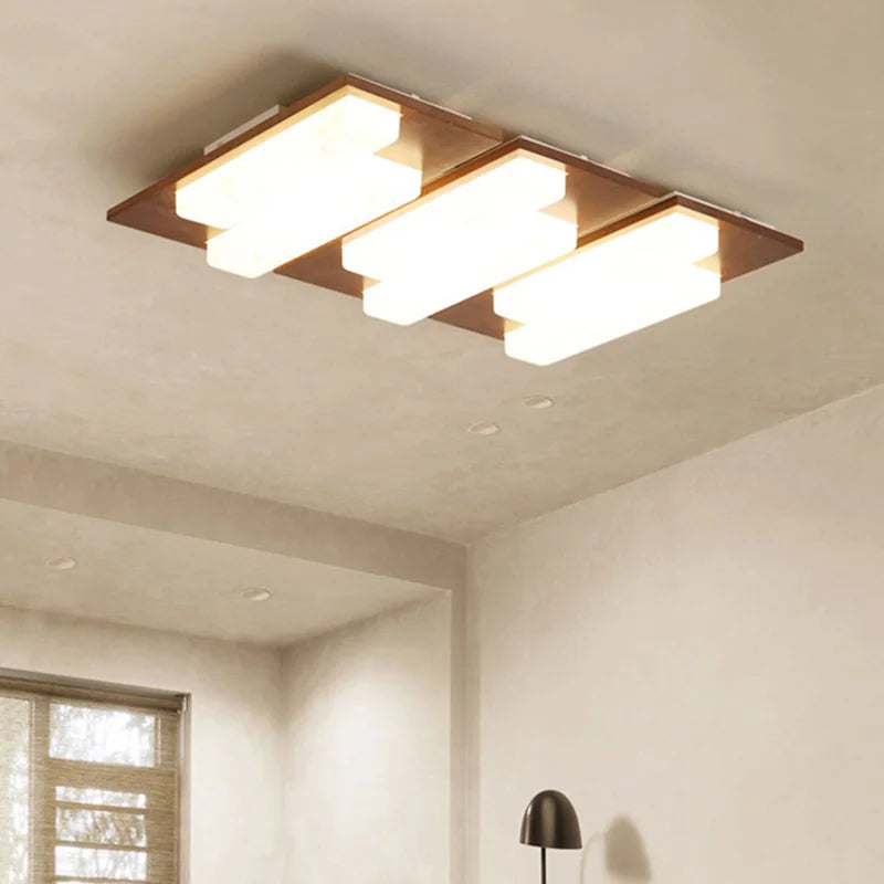 plafonniers led modernes en bois véritable 4/6/9 têtes luminaire intérieur