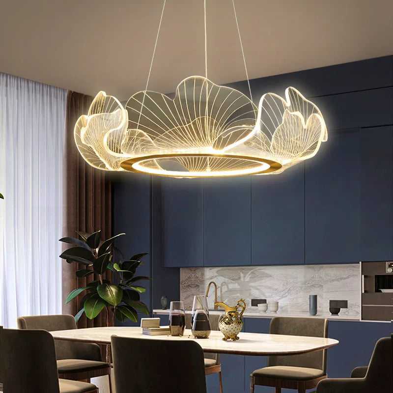 lustre led postmoderne de luxe réglable lotus feuille minimaliste