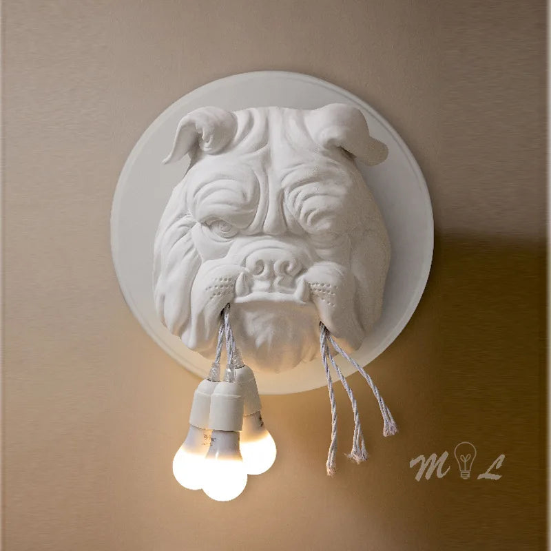 applique murale en résine décorative avec tête de chien nordique