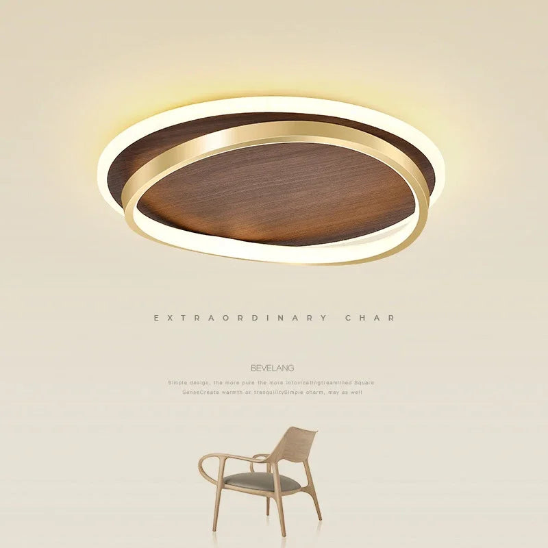 Plafonnier moderne couleur noyer led intérieur maison décor