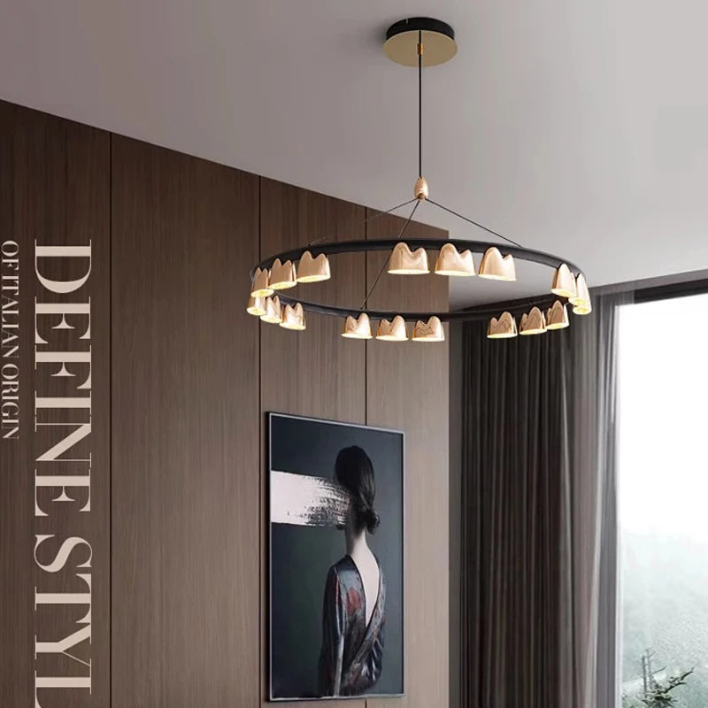 lustre circulaire led contrôle mural ou télécommande postmodern