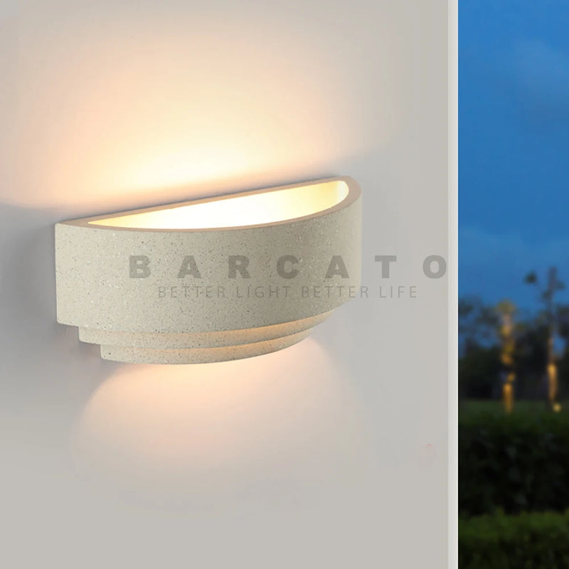 IP65 LED étanche applique murale ciment moderne 110V 220V LED Villa terrasse jardin réverbère rond lune fond porche lampes